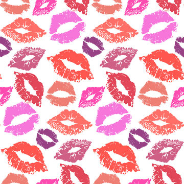 Lipstick kiss seamless background
