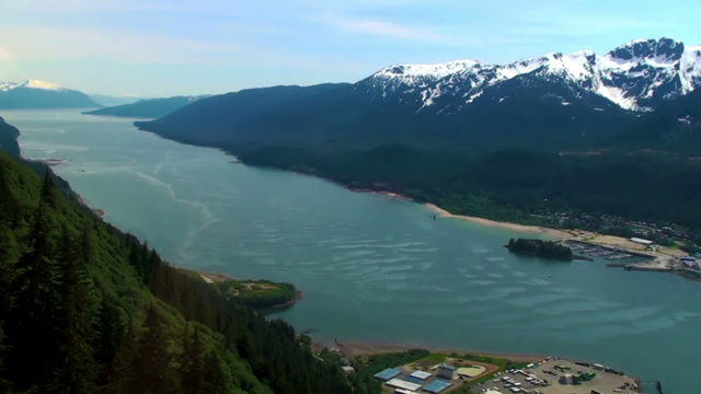 Aerial view of Juneau from Mount Roberts tramway