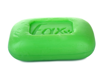 natural green soap on a white isolated background
