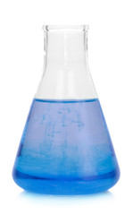  flask for laboratory tests reagent blue