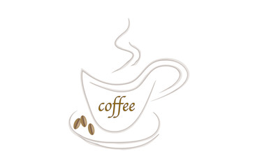 cup with coffee beans isolated