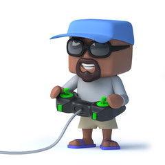 3d Sailor duded is playing a video game