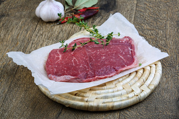 Raw beef steak