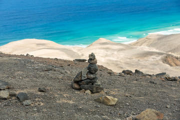 Fototapeta na wymiar Cofete beach, view from Jandia peninsula, Fuerteventura, Canary Islands, Spain