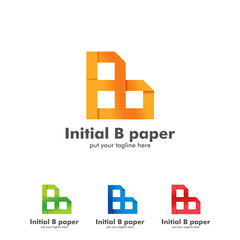 Initial B paper Logo icon