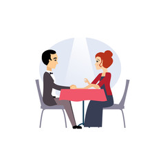Obraz premium Date in a Restaurant. Daily Routine Activities of Women. Vector Illustration