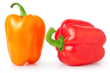 Bell peppers isolated on white background closeup