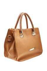 Naklejka premium Brown womens bag isolated on white background.
