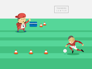 coach training footballer