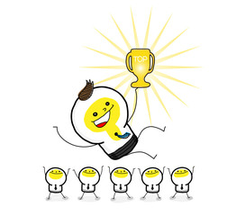 Business: Cheers for Champion. / A group of business people cheers for champion.