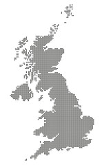Fototapeta na wymiar Karte von Großbritannien - gepunktet (Schwarz)