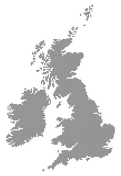 Karte von Großbritannien & Irland - gepunktet (Schwarz)