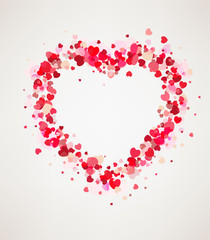 Happy Valentine's day card hearts frame light, vector illustration.