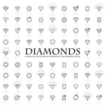 Diamonds, a large set of different versions of the diamond stone