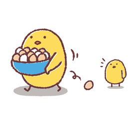 タマゴを落とすヒヨコ © TAMAGO POTATO
