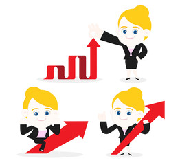 Business woman with up arrows / A business woman with up arrows.