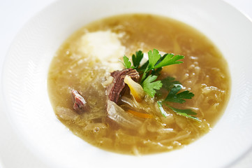 Duck Soup on white plate studio shot