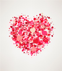Happy Valentine's day card hearts light, vector illustration.