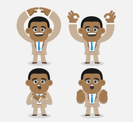 Accepting or refusing. / A businessman uses gestures to show accepting and refusing.