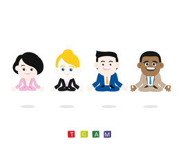 Meditating business people / Four business people are meditating.