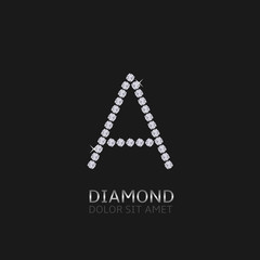 Letter A with gemstones