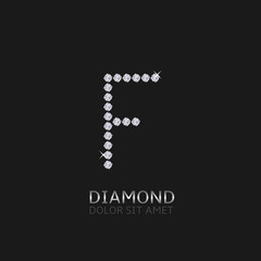 Letter F with gemstones