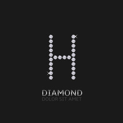 Letter H with gemstones