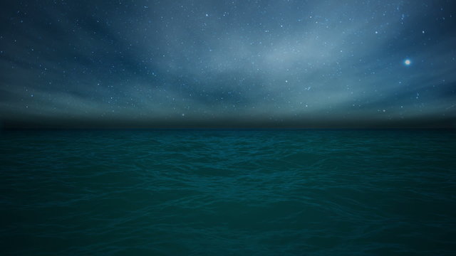 Ocean night waves slow zoom - 1080p. Slow ride on the ocean waves with milky way sky - Full HD - 1080p
