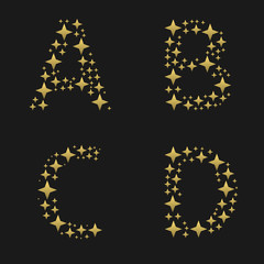 Golden sparkles alphabet