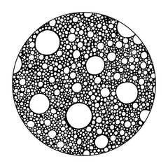 Hand drawn with ink abstract circle background with doodles, bubbles, circles. Vector pattern black and white illustration can be used for wallpaper, coloring book pages for kids and adults.