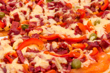 Pizza with cheese and ham