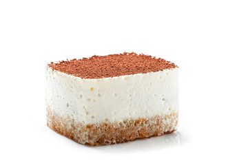 Tiramisu dessert isolated on white background 