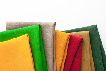 Set of colorful napkins on the white background