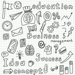 Business Idea doodles icons set. Vector