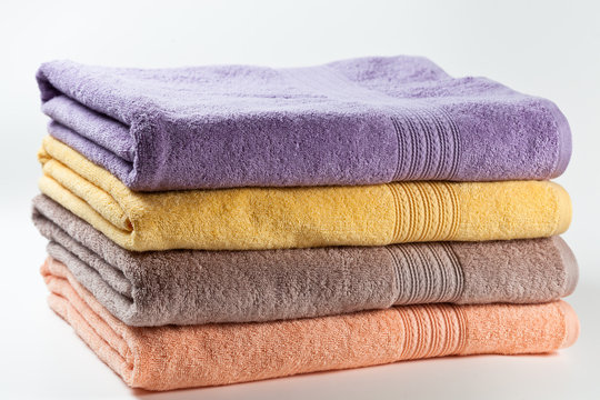 colorful towels isolated on white