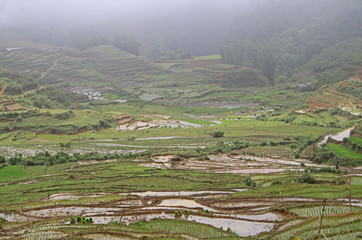 view of village CatCat with rice terraces