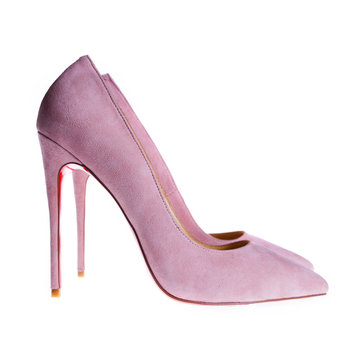 pair of pink women's heel shoes