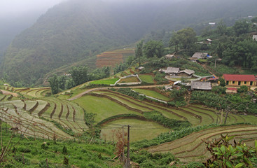 view of village CatCat with rice terraces