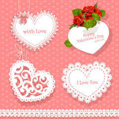 Set of cards Valentine heart-shaped