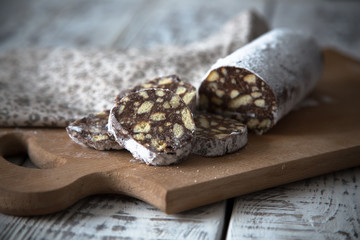 dessert of cookies, chocolate, coffee and condensed milk
