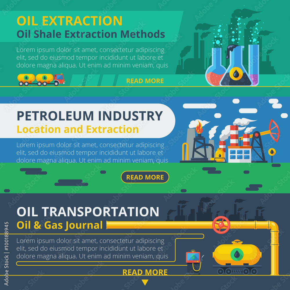 Poster Oil industry banner set