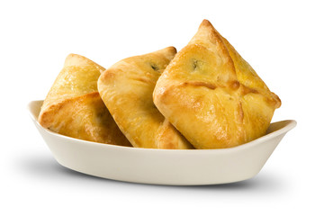 esfiha meat on the white background.