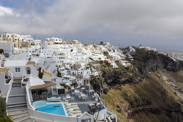 Fototapeta na wymiar View of houses and picturesque in Santorini island, Aegean sea