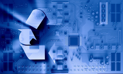 Circuit board blue background 