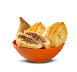 esfiha meat on the white background.