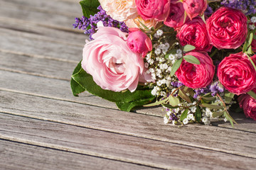 Romantic bouquet with pink roses