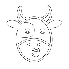 Cow Face emotion Icon Illustration sign design