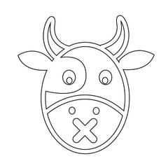 Fototapeta na wymiar Cow Face emotion Icon Illustration sign design