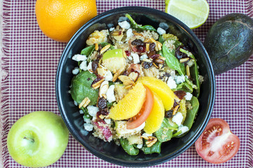 Spicy nutty fruity quinoa salad