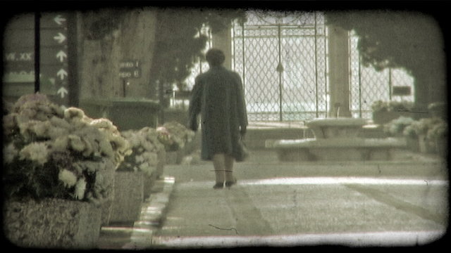 Walking Woman. Vintage stylized video clip.